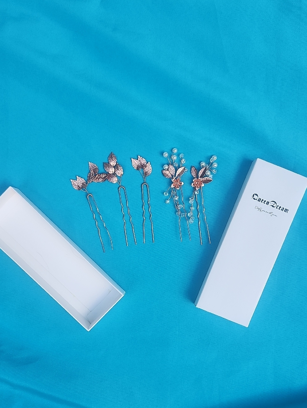 Wedding or Formal Hair Accent Pins Rose Gold Color, Floral, Beaded, Leaves New!